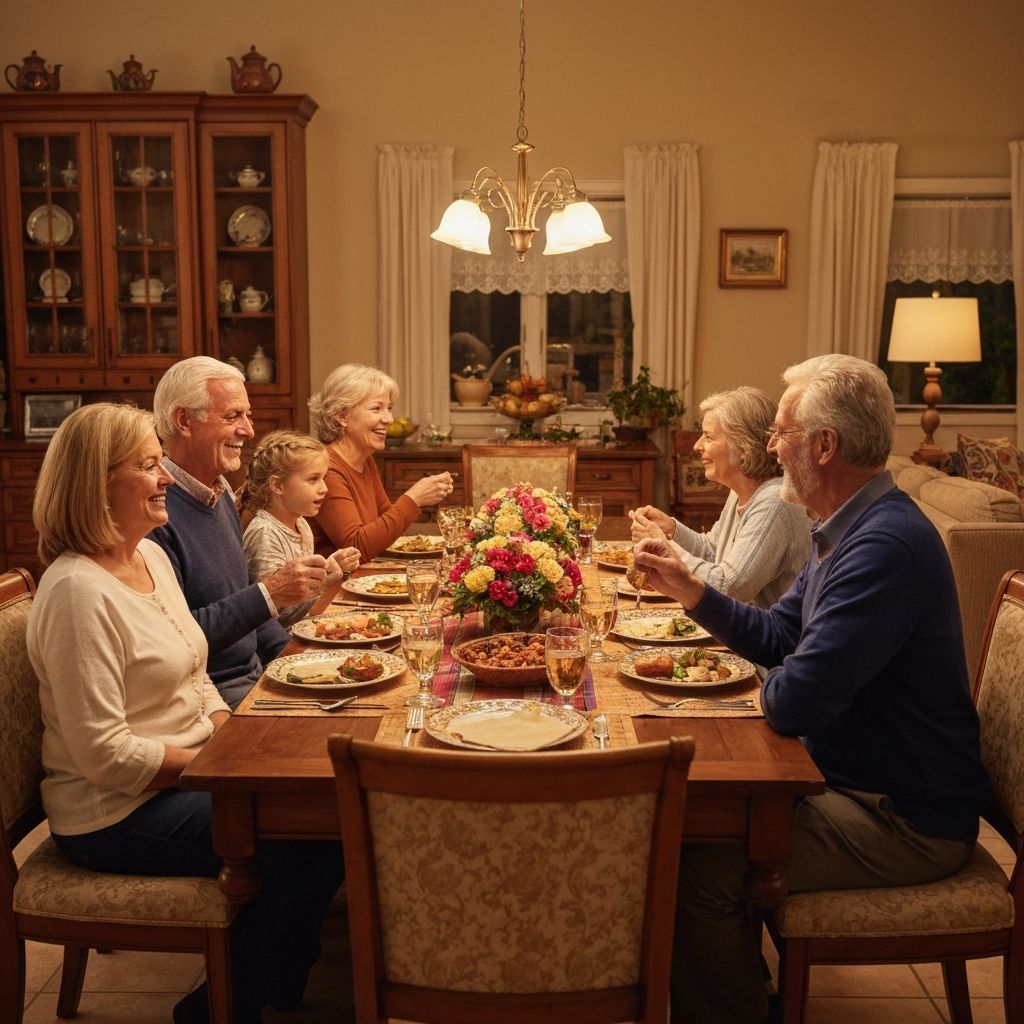 Familie beim gemeinsamen Abendessen